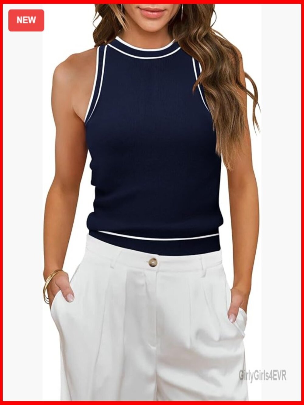 Ribbed Cropped Tank Top Slim Fit Racerback Halter Neck Summer Casual